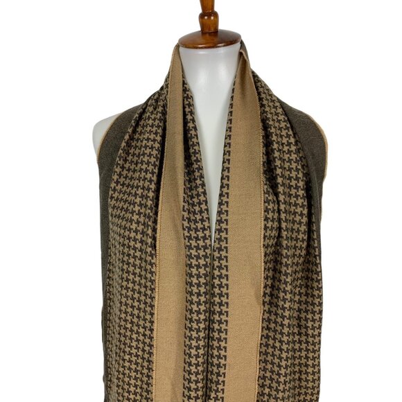 Valentin Fraas Unisex Fringe Scarf Brown Plaid Cozy Winter Blanket Wrap - Picture 2 of 4